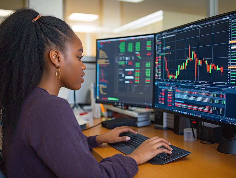 Professional investment consultant reviewing financial documents